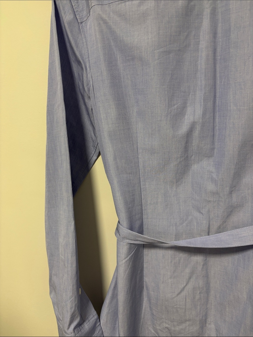 Theory Light Blue Long-Sleeve Shirt Dress with Waist Tie - Picture 9 of 9